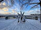 Seehas Figurengruppe im Schnee